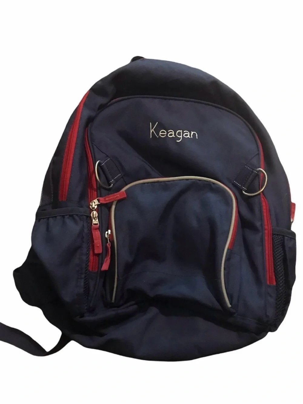 Pottery Barn Navy and Red Backpack with Personalized Embroidery